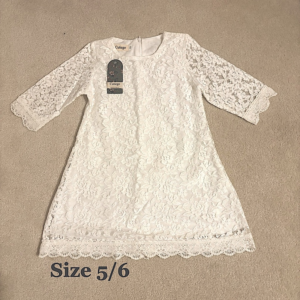 Little Girls White Lace Dress NWT-size 5